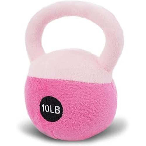 June Garden Pink Plush Kettlebell Sensory Toy - Infant Baby Rattle - Soft, Safe & Easy to Grip - Perfect