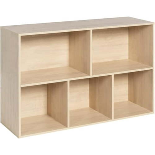 VDNEND Wooden 5-Cube Storage Organizer with Closed Back Panel, 11in Cube Shelf Opening, Bookshelf, Display Shelf,Closet Cabinet for Home and Office,White Oak