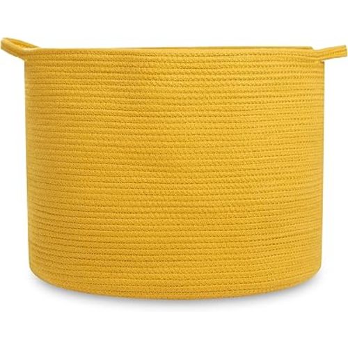 Natemia Extra Large Woven Storage Basket (20" x 20" x 14") - Baby & Toy Organizer, Blanket Basket, Perfect Baby Registry Gift