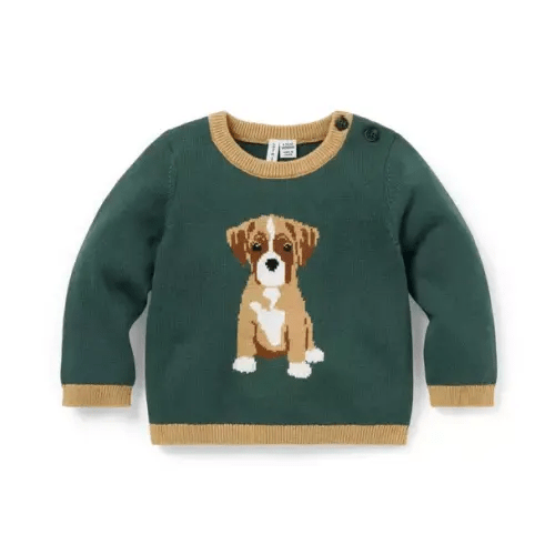 Baby Topiary Green Baby Dog Sweater by Janie and Jack