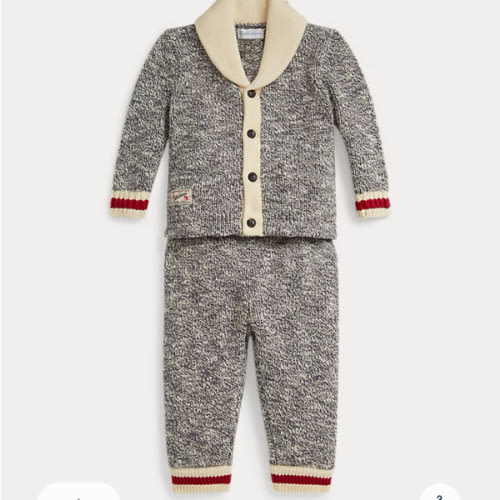 Marled Cotton Cardigan & Pant Set 18-24M