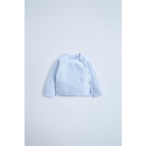 PALM TREE KNIT SWEATER - Pastel blue | ZARA
