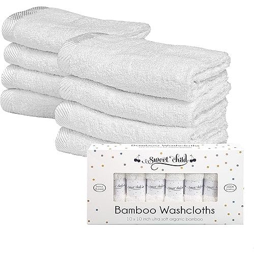 Sweet Child 8-Pack Baby Washcloths -Super Soft Rayon,Wash Cloths for Newborn,Infants and Kids, Bath Baby Towels, for Body and Face