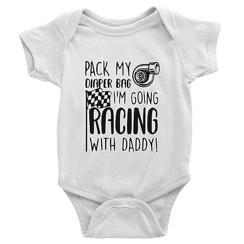 Yeavomeny Pack My Diaper Bag I'm Going Racing With Daddy Baby Rompers Bodysuit Infant Long Sleeve Playsuit