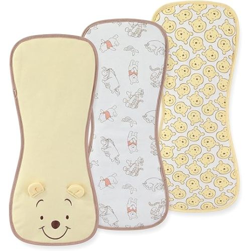 Disney Baby Winnie the Pooh Burp Cloths 3 Pack Soft Absorbent 20" x 10" Leakproof Burping Rags for Newborn and Infants