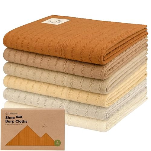 Organic Burp Cloths Baby Boy, Girl - 6-Pack Large 100% Cotton Burping Cloths for Babies, Spit Up Rags, Super Absorbent, Ultra Soft Newborn Rag, Gender Neutral, Machine Washable, Durable (Terracotta)
