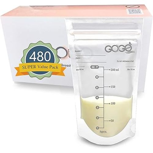 480 Count (8 Pack of 60 Bags) Super Value Pack Breastmilk Storage Bags - 7 OZ, EACH PRE-STERILIZED By Gamma Ray, BPA Free, Leak Proof Double Zipper Seal, Self Standing (60 Count (Pack of 8))
