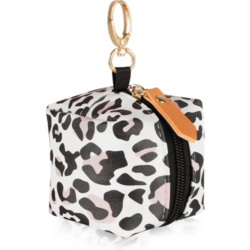 Baby Pacifier Case with Clip, Baby Pacifier Holder Pouch Box for Diaper Bag, Holds 2 Pacifiers for Travel Outdoor Activities, Small Baby Utensils,Black Leopard