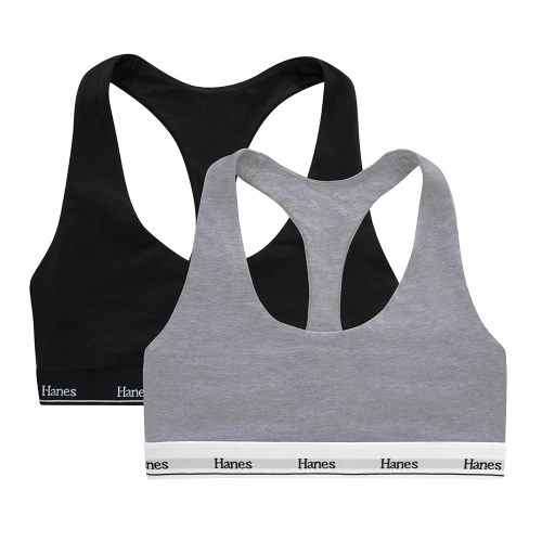 Hanes Women's Originals Racerback Bralette Pack, Breathable Stretch Cotton Bras, 2-Pack