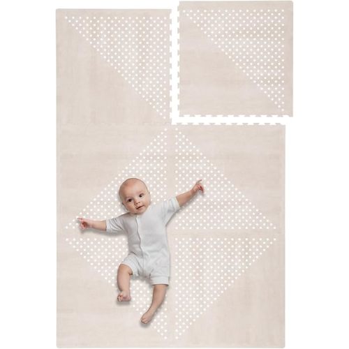 Toddlekind Premium Foam Haven Playmat, 4 x 6 ft, Extra Thick Foam Floor Puzzle Mat for Babies/Toddlers Stylish, Non-Toxic, Odorless. Perfect for Tummy Time & Play. Ideal for Nursery. 0m+ (Beige)