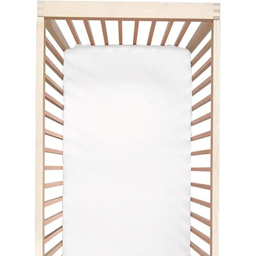 100% Mulberry Silk Crib Sheet for Baby Hair, Standard Crib Mattress Sheet for Boys & Girls, Soft Smooth Breathable Baby Crib Fitted Sheets 28x52, Natural White