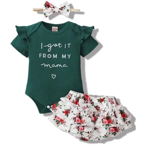 Mioglrie Newborn Infant Baby Girl Clothes Romper Shorts Set Floral Summer Outfits Cute Baby Clothes Girl