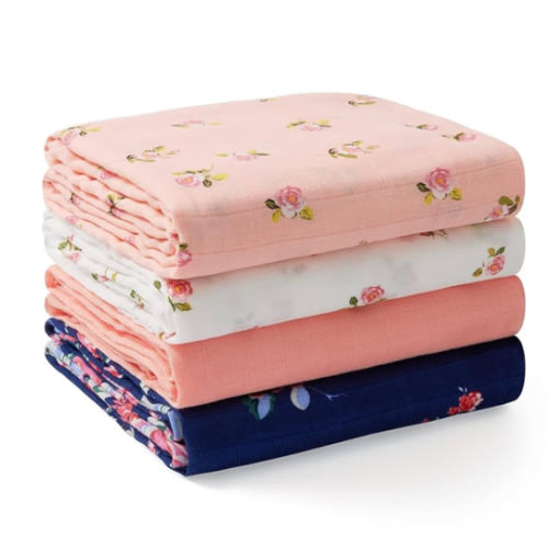 Momcozy Muslin Swaddle Blankets, Soft Silky Baby Blankets 47 x 47 inches, Breathable Swaddle Blankets, Newborn Receiving Blanket for Boys and Girls, 4 Pack