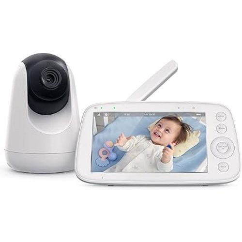 HiPP Baby Monitor, 5" 720P Video Baby Monitor with Pan-Tilt-Zoom Camera, Audio and Visual Monitoring, Infrared Night Vision and Thermal Monitor，2-Way Talk, 900ft Range, 4500mAh Rechargeable Battery