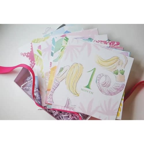 BABY GIRL FIRST YEAR MILESTONE CARDS - KMD - 12 WATERCOLORED MILESTONE – Bethesda Fine Stationery