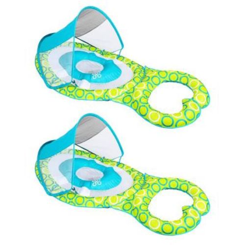Swimways Mommy and Me Baby 9 to 24 Months Spring Pool Float w/ Canopy, Mesh Bed, & Removable Float Ring for Parents (2 Pack)