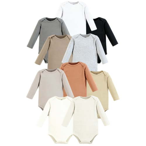 Hudson Baby Cotton Long Sleeve Bodysuit, 10-Pack, Newborn-18 Months