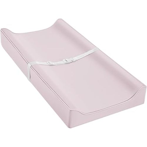 Vegan Leather Changing Pad Cover with Zipper - 31"X 16" - Waterproof Wipeable, Extra Thick & Portable & Non-Slip Diaper Mat - Fits Standard Changing Tables (Pink)