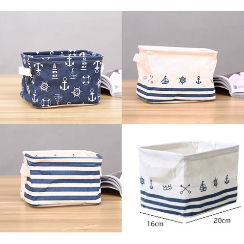 3 Pieces Nautical Fabric Storage Baskets Bins Cloth Collapsible Organizers Box Beach Anchor Nursery Toys Basket Shelves & Desks
