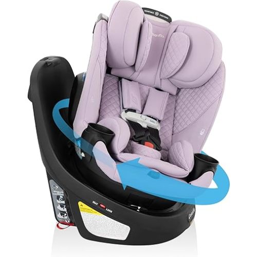 Evenflo Revolve360 Slim 2-in-1 Rotating Car Seat with Green & Gentle Fabric (Agate)