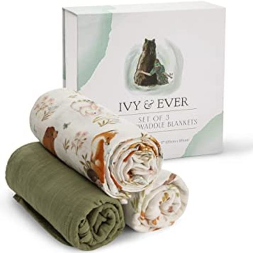 IVY & EVER Organic Cotton Muslin Swaddle Blankets Unisex - Woodland Baby Swaddle Wrap Nursery Receiving Blankets Neutral - Baby Swaddle Blanket 47 x 47 inches Woodland Receiving Blankets 3 Pack : Amazon.sg: Baby Products