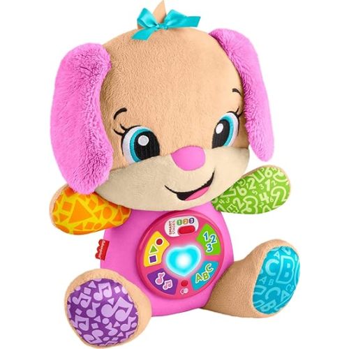 Fisher-Price Baby Learning Toy Laugh & Learn Smart Stages Sis Pink Musical Plush with Smart Stages for Infants Ages 6+ Months, Multilanguage Version