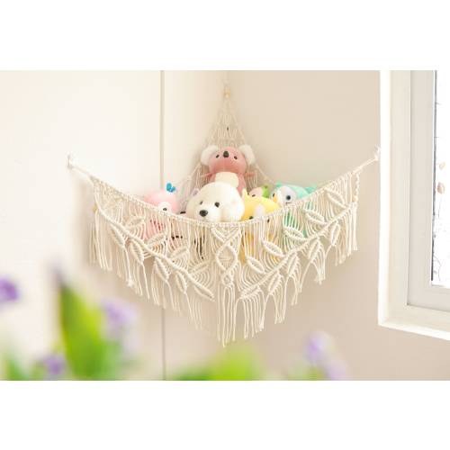 Macrame Toy Hammock, Bohemia Nursery wall art hanging for toy organize/storage, Hand woven Macrame wall hanging/home decor