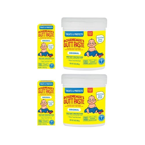 Boudreaux's Butt Paste Diaper Rash Ointment, Variety Pack, Original 16oz, Original 2 oz (2 of each)