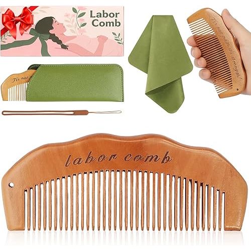 Birth Comb for Labor Pain, Natural Wooden Labor Combs for Women Pregnancy, pregnancy hospital bag essentials＆Delivery Essentials, Baby Comb ＆ Shower Comb for New Mom Gifts