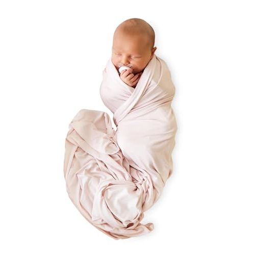 Caden Lane Baby Swaddle & Receiving Blanket, Soft, Breathable & Temperature-Regulating Bamboo Viscose Fabric for Swaddling Newborns, Gender Neutral Infant Blanket for Boys & Girls, Pale Pink