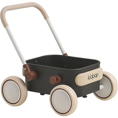 PULA Baby Push Walker with Wheels Toddler Wagon for First Learner Baby Toys 6-12 Months, 1 Year Old Birthday Gifts, Indoors and Outdoors (Black)