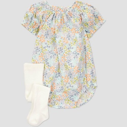 Carter's Just One You® Baby Girls' Micro Floral Romper with Tights - Blue 3M