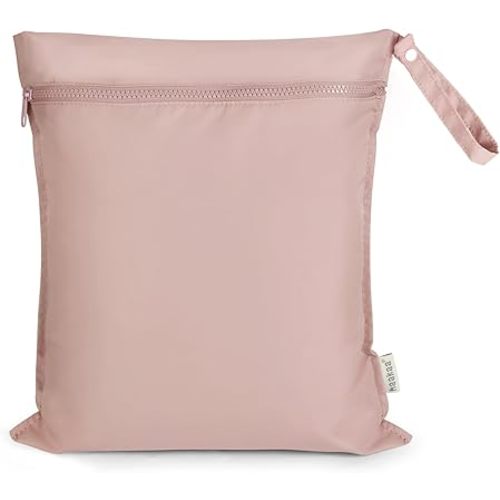 haakaa Waterproof Wet Bags for Baby, Wet Dry Bags for Diaper Bag, Travel, Swimsuit, Beach, Pool, Pump Parts, Stroller, Daycare,Yoga, Blush, 1pc