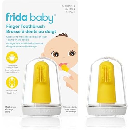 Frida Baby First Finger Toothbrush for Baby with Storage Case, Silicone Baby Finger Toothbrush for Training Teeth, Infant Toothbrush, 3m & up, 1pk