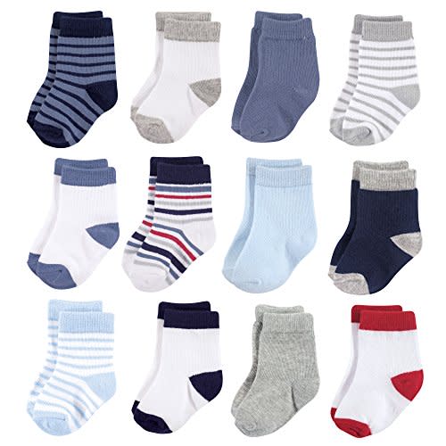 Hudson Baby Baby Girls' Cotton Rich Newborn and Terry Socks