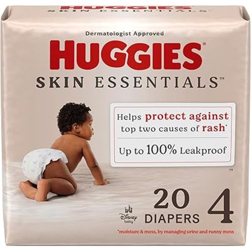 Huggies Size 4 Diapers, Skin Essentials Baby Diapers, Size 4 (22-37 lbs), 20 Count, Packaging May Vary