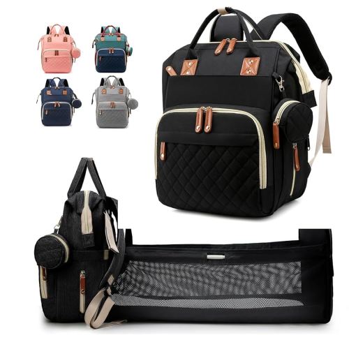 Baby Diaper Bag Backpack with Changing Station, Waterproof Bags for Boys & Girls, USB Charging Port, Black
