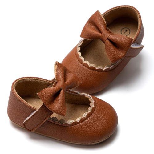 HsdsBebe Infant Baby Girls Mary Jane Flats Bow Non-Slip Soft Sole Princess Toddler First Walkers Sneaker Wedding Dress Shoes