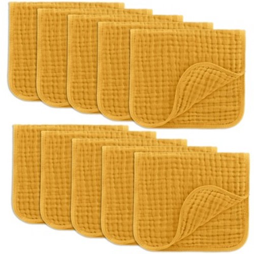 Muslin Burp Cloths Large 100% Cotton by Comfy Cubs, Color: Turmeric, Size: pack of 10
