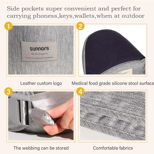 Hip Carrier,Baby Carrier Hip Seat Waist for Baby with Adjustable Strap and Pocket,Ergonomic Baby Hip Holder for Newborns & Toddlers (Light Grey) - Light grey