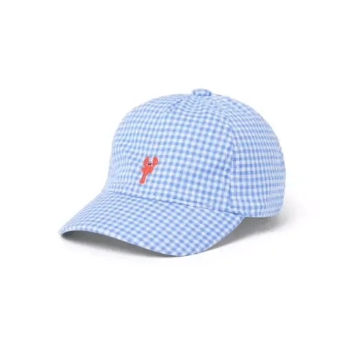 Baby Soft Blue Gingham Baby Lobster Gingham Cap by Janie and Jack