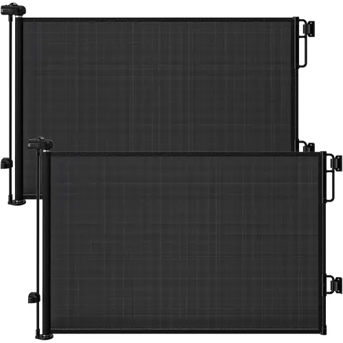 Cumbor 2-Pack Retractable Baby Gates for Stairs, 55" Wide Soft Mesh Pet Gate for Dogs with One Hand Opening, 34" Tall Toddler Gate with Top Lock for Bedroom, Doorways, Indoor/Outdoor, Black