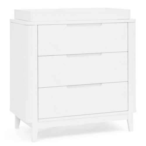 Delta Children Noah 3 Drawer Dresser With Changing Top And Interlocking Drawers - Bianca White