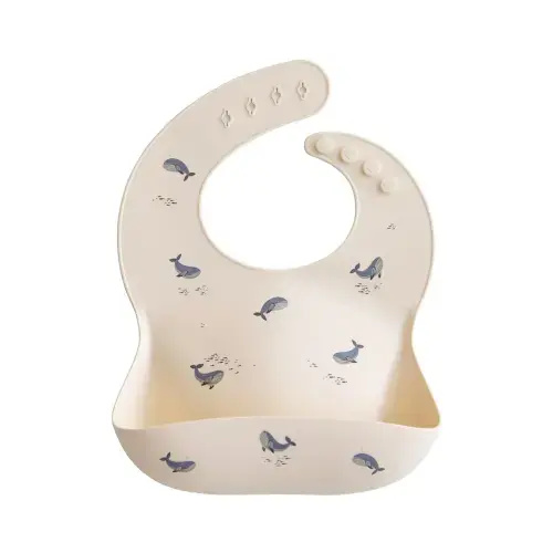 Mushie Silicone Baby Bib - Whales