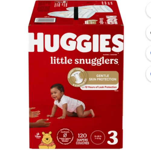 Huggies Little Snugglers Baby Diapers, Size 3 (16-28 lbs), 120 Ct (Select for More)