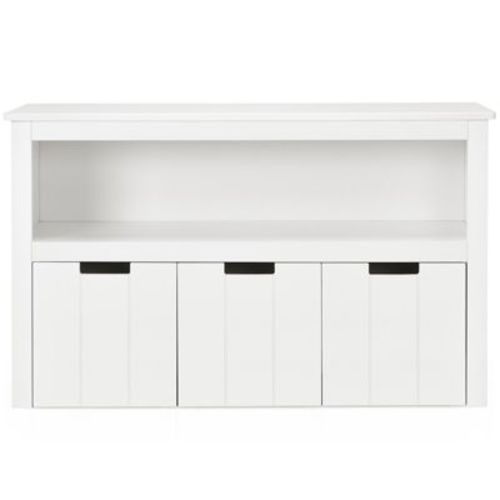 Tangkula Kids Toy Storage Organizer 3 Drawers W/hidden Wheels Multifunctional Bookcases Cabinets & Shelves White