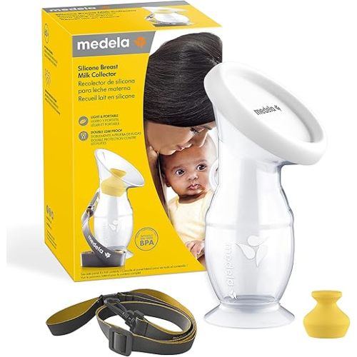Medela Silicone Breast Milk Collector, Milk Saver with Spill-Resistant Stopper, Suction Base and Lanyard, 3.4 oz/100 mL