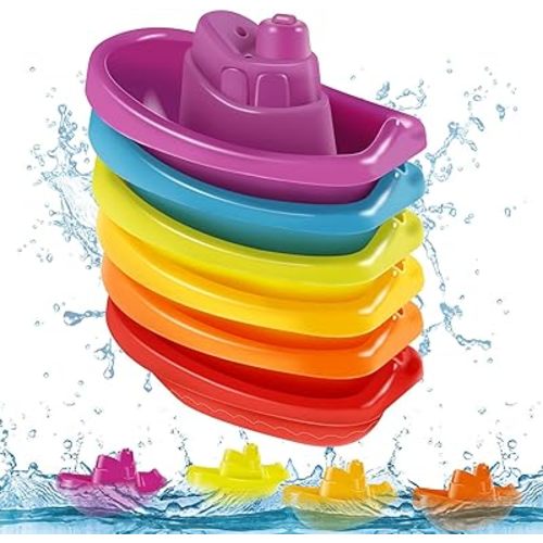 Bath Toys for Kids Ages 1-3, Bathtub Floating Boats Toys for Toddlers Gifts 1 2 3 Years Old, 6Packs