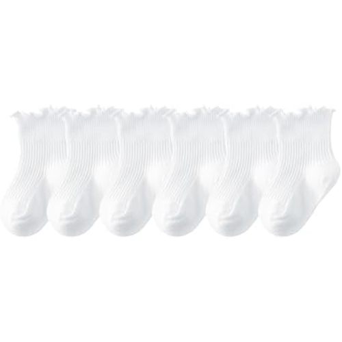 CHUNG Baby Girls Newborn Infant Lace Ruffles Cotton Frilly Socks Cute Mesh Thin Anti-Skid Floor Socks