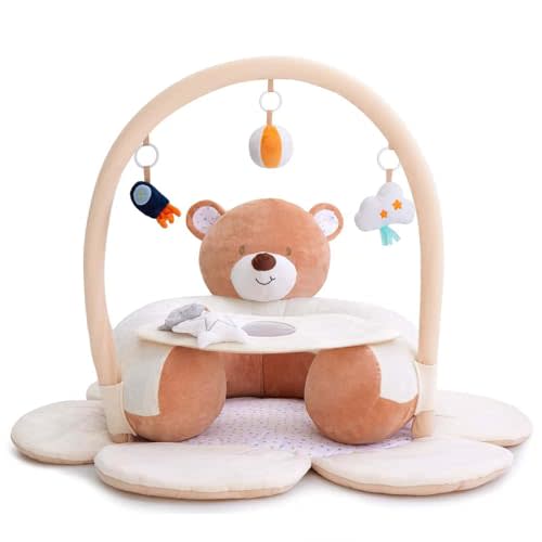 Baby Gym Play Mat, Tummy Time Mat & Activity Gym, Infant Play Mat with Detachable Toys for Sensory Exploration and Motor Skill Development